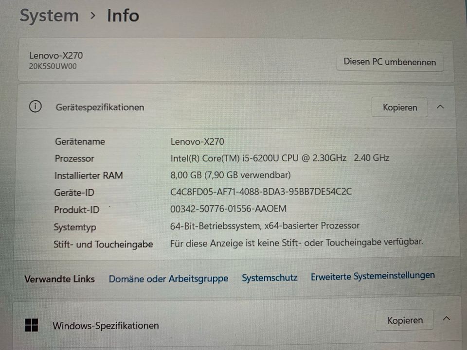 Lenovo ThinkPad X270 Notebook mit original Netzteil in Laatzen