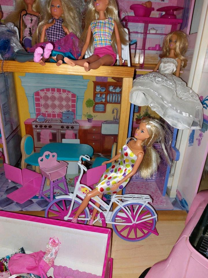 Barbie Haus inkl Barbies / Pferde / Fahrrad uvm in Coppenbrügge