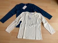 2 langarm Shirts in weiß und blau 116/122/128 *neu mit Etikett* Baden-Württemberg - Ketsch Vorschau