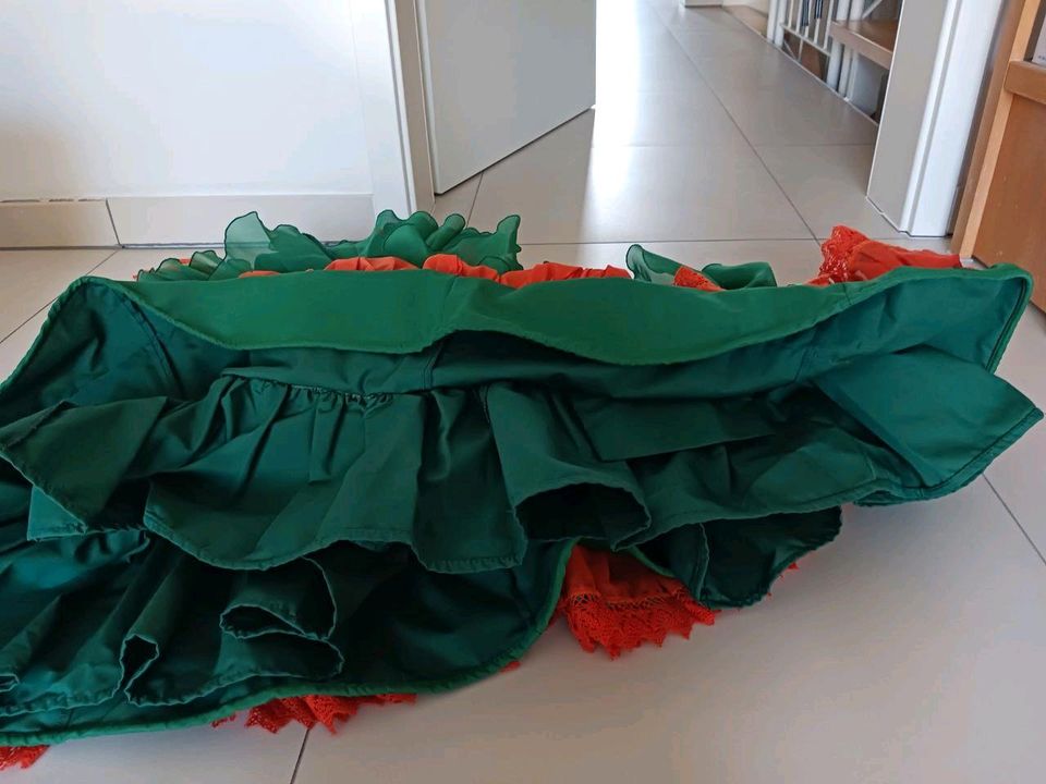 Flamencokleid Mariacruz/Sevilla für Mädchen, grün/orange in Worms