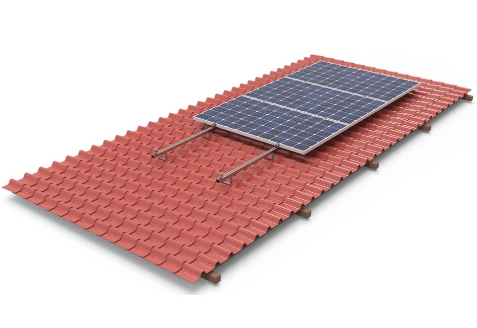 Ziegeldach Montagesystem für 4 Solarmodule in Würselen