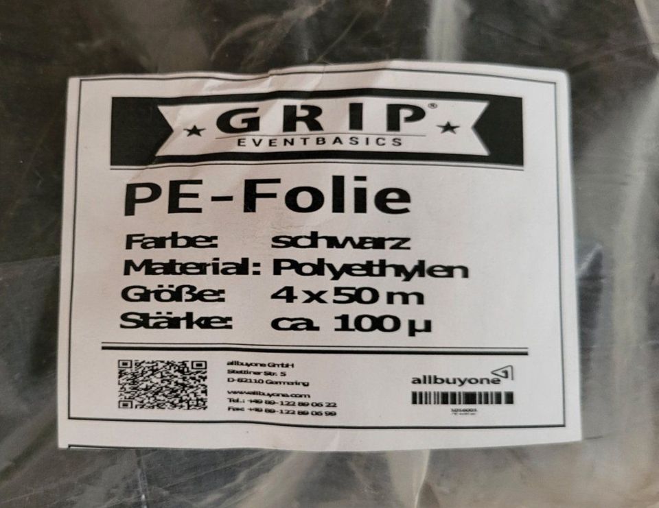 1 Rolle schwarez PE-Folie ca 100 µ Polyethylen 4 x 50 m in Denzlingen