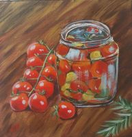 Tomaten, Stillleben mit Tomaten,  Acrylbild 20x20cm Nordrhein-Westfalen - Mönchengladbach Vorschau
