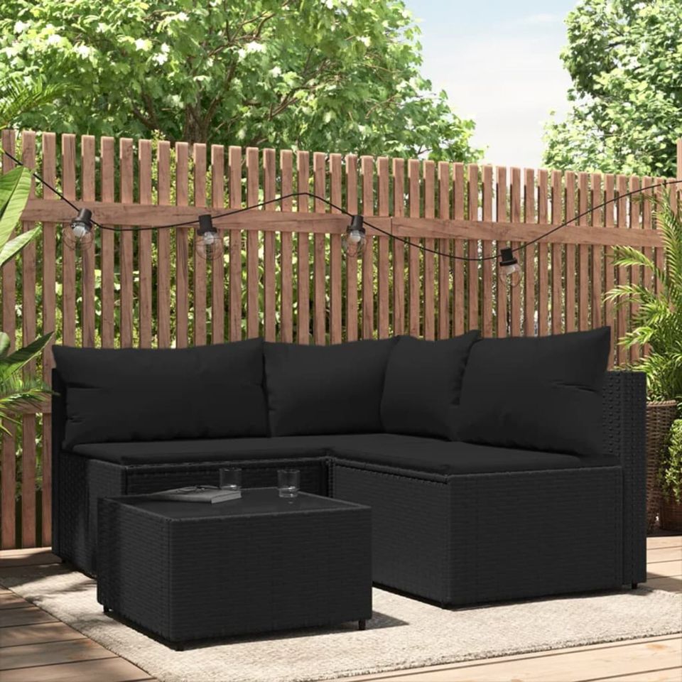 4-tlg. Garten-Lounge-Set mit Kissen Poly Rattan in versch. Farben in Helsa