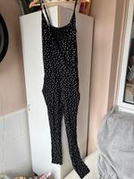 Jumpsuit Overall Einteiler schwarz weiß gepunktet Wickeloptik M Saarland - Spiesen-Elversberg Vorschau