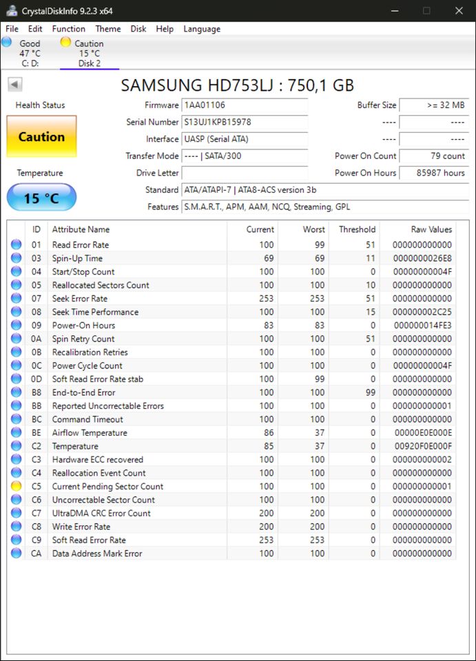 *Ersatzteilspender* 750GB 3.5" Festplatte Samsung HD SATA HD753LJ in Köln