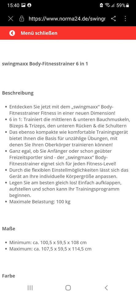 SWINGMAXX Body Fitnesstrainer  6 in 1 Neu! in Wohltorf