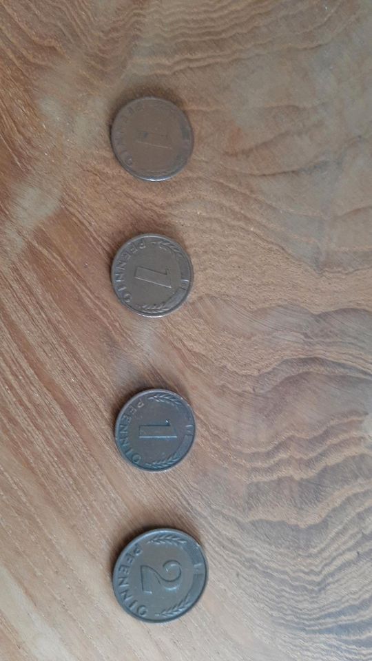 1Pfennig,  2 Pfennig, 10 Pfennig, 50 Pfennig in Obertshausen