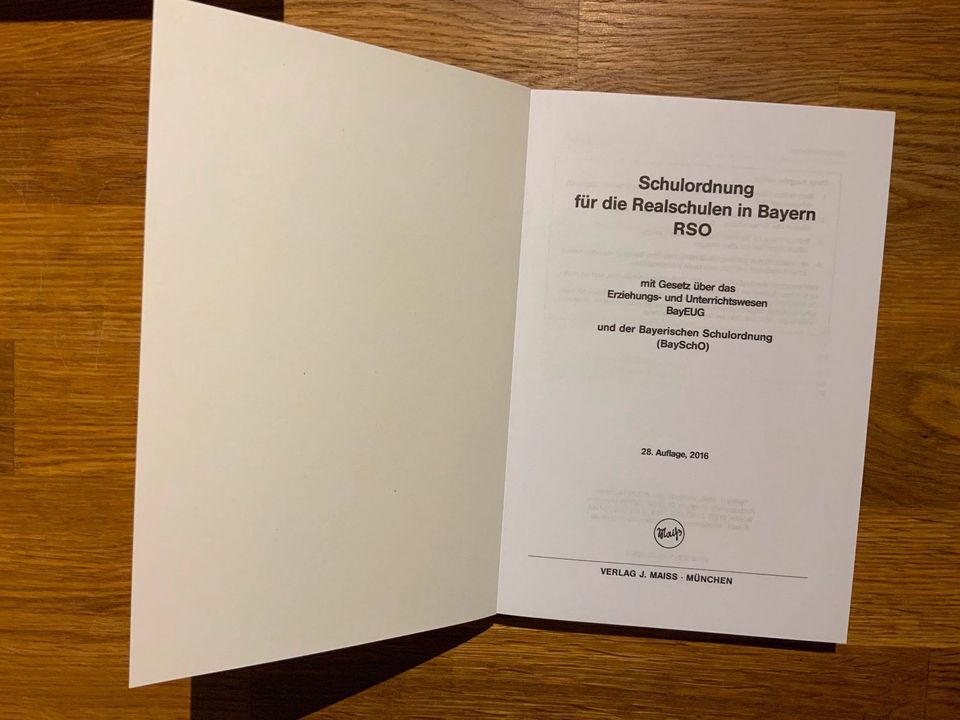 RSO Schulordnung für die Realschulen Bayern 2016 m BayEUG BaySchO in Regen