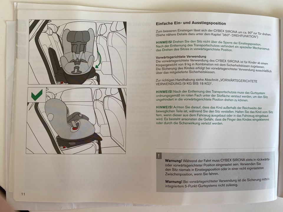 CYBEX Sirona Reboarder Kindersitz 0-18 kg mit Isofix-Basis in Ebstorf