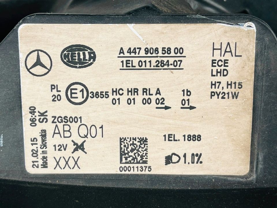 Mercedes W447 Vito Scheinwerfer Links Halogen Hella A4479065800 in Bad Doberan