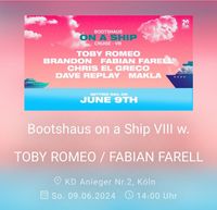 Suche 6 Tickets für die Bootshaus on a Ship party am 09.06.24 Köln - Vingst Vorschau