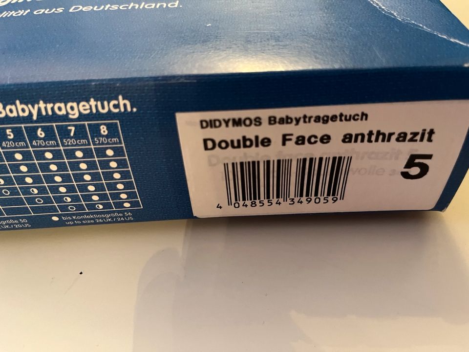 Babytrage Tuch DIDYMOS Gr.5 Double Face Anthrazit in Hagen am Teutoburger Wald