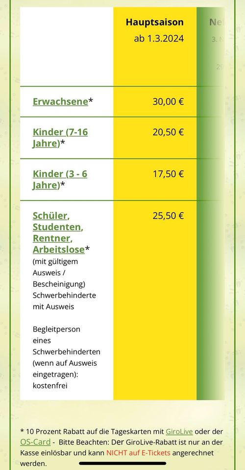 Eintrittskarte für Kinder / Zoo Osnabrück in Osnabrück