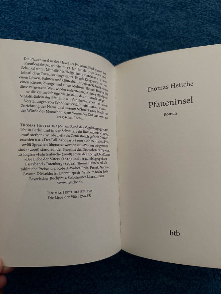 Thomas Hettche: Pfaueninsel; inkl. Versand in Berlin