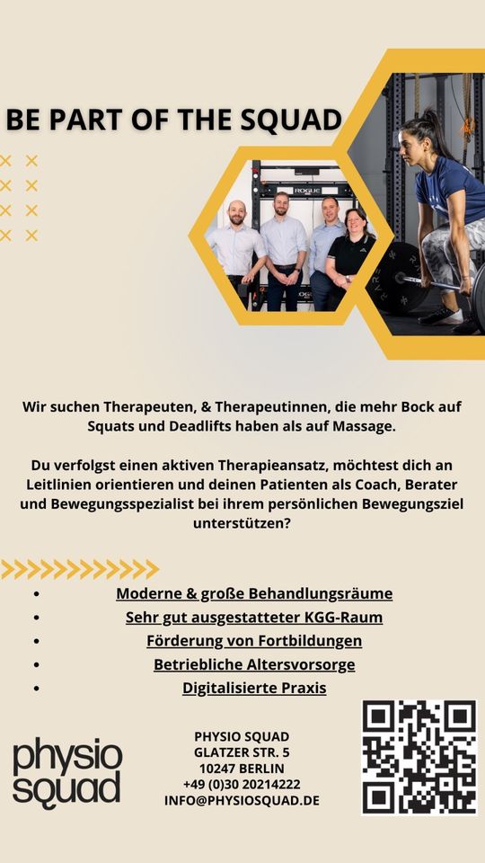 Physio Squad sucht Physiotherapeuten & Physiotherapeutinnen in Berlin