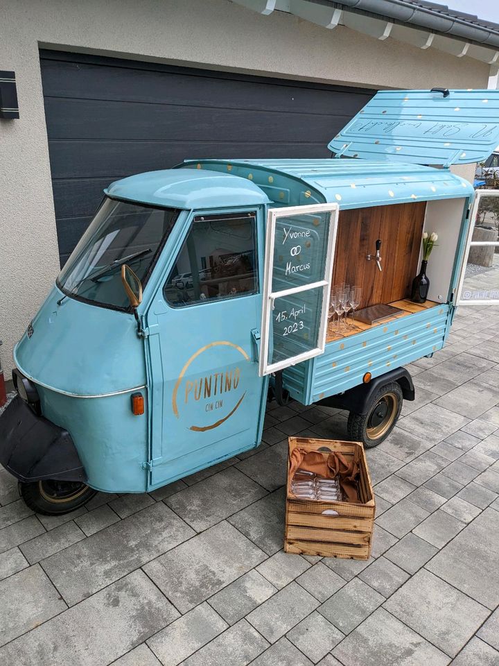 Piaggio Ape - Sektempfang mit "Puntino" für deine Hochzeit in Günzburg