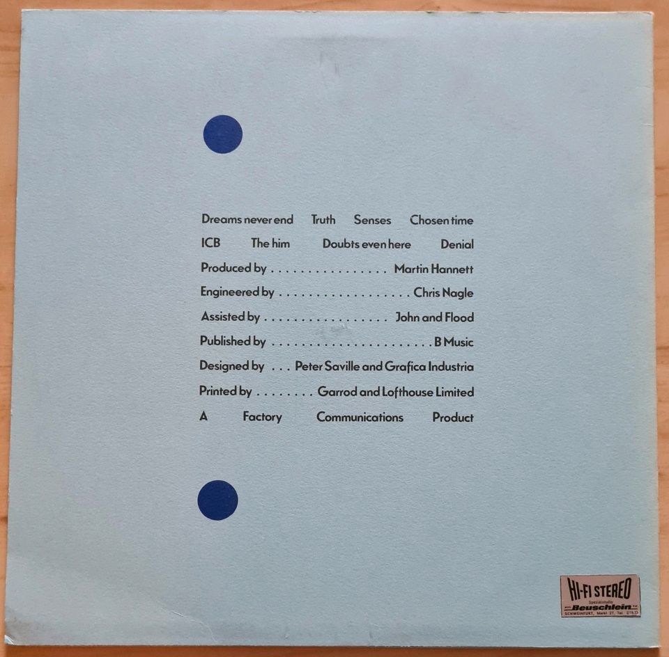 Fact 50. 1981 Movement, New Order, Vinyl LP, MPO A3/B3 Pressing in Schweinfurt