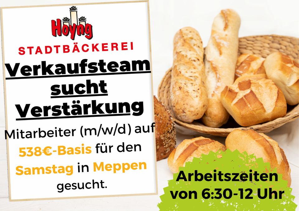 Bäckereifachverkäufer / Aushilfe Verkauf / Minijob / Studentenjob in Meppen