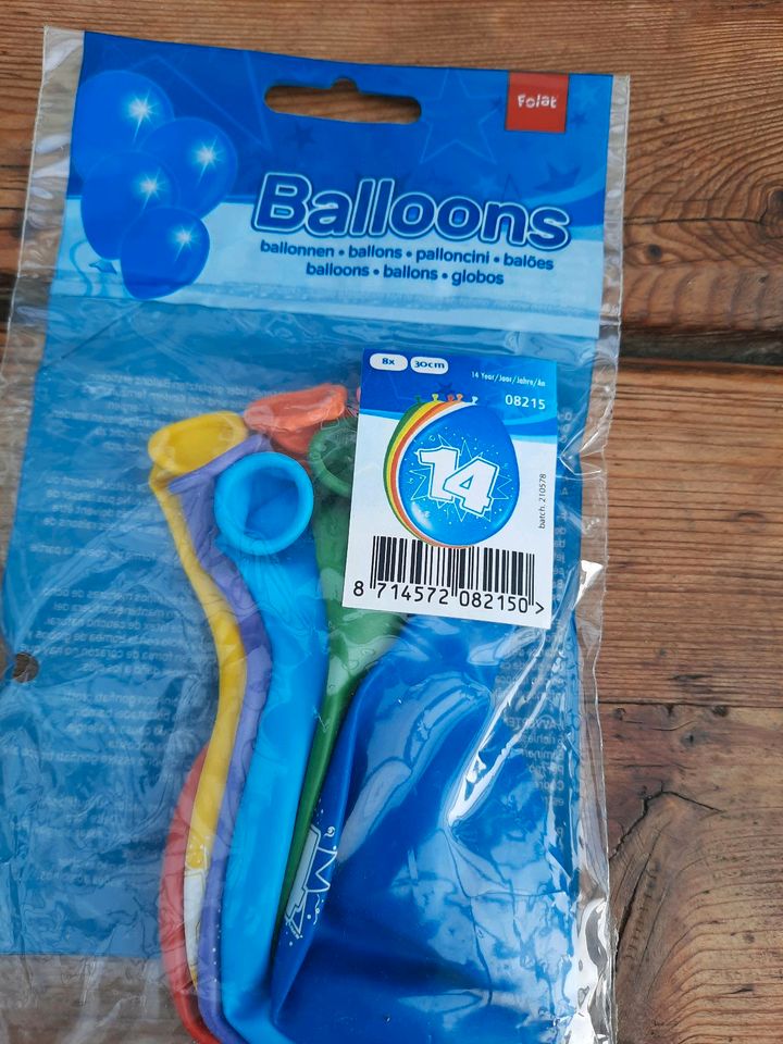 Geburtstag Deko Set 8 Luftballons und Tortenkerzen 14 Zahl*Neu in Drensteinfurt
