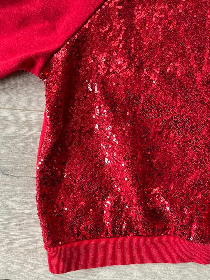 170 ❤️ H&M Kurzpulli Pullover Kurz Sweatshirt rot Pailletten in Dresden
