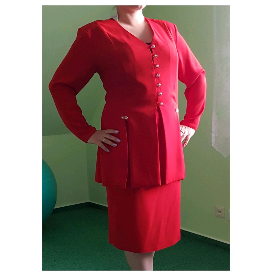 Anzug Damen Rock und Blazer XL 40 rot in Hanstedt