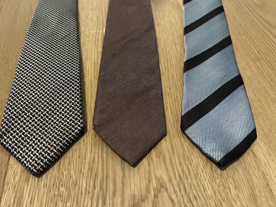 3 x Krawatten Brauntöne modern business Selected Neues Slim in Düsseldorf
