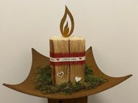 Deko Kerze aus altem Holz mit Rostflamme, Shabby Bayern - Eschlkam Vorschau