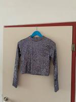 Neues Mango crop Shirt Top Glitzer Pailletten silber grau XS Nordrhein-Westfalen - Kleve Vorschau
