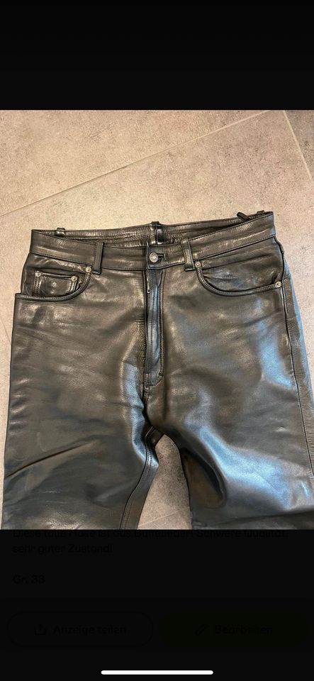 Lederhose Herren , Bikerhose, top Qualität, Gr 33 in Saarbrücken