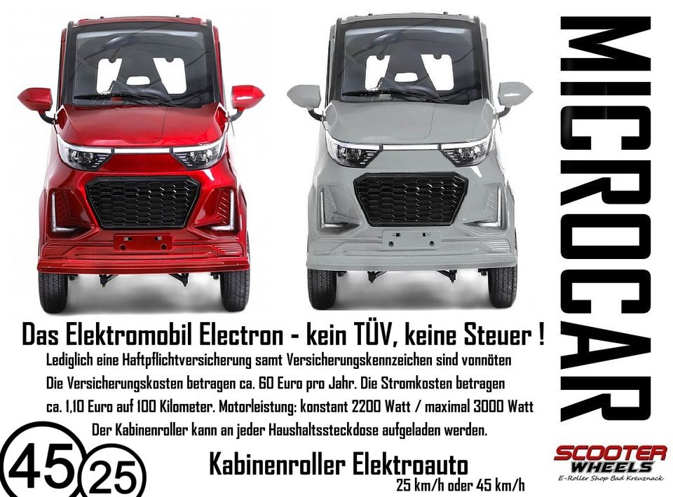 ⚡NEU⚡ Kabinenroller Electron 45/25 km/h Mini Auto Elektroroller in Bad Kreuznach