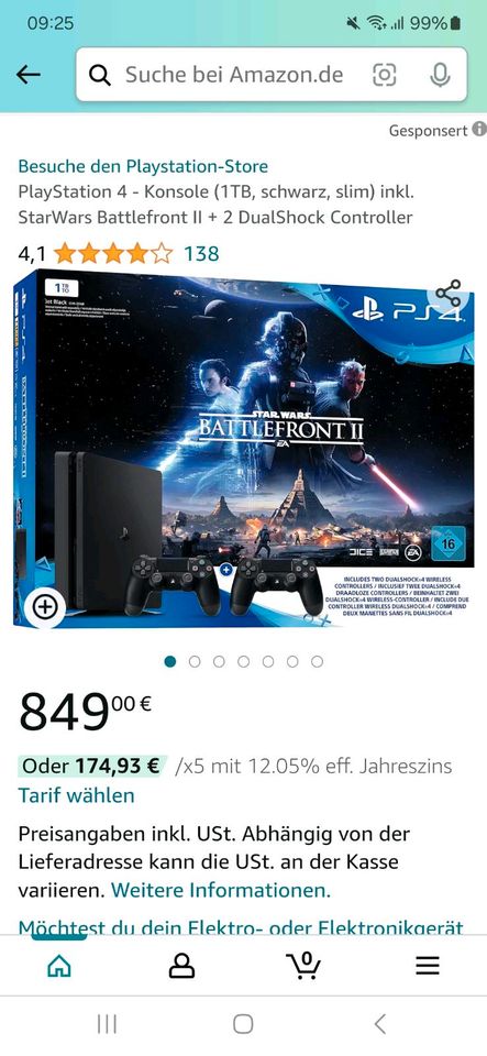 Playstation PS4 Konsole Battlefront II in Oberschleißheim