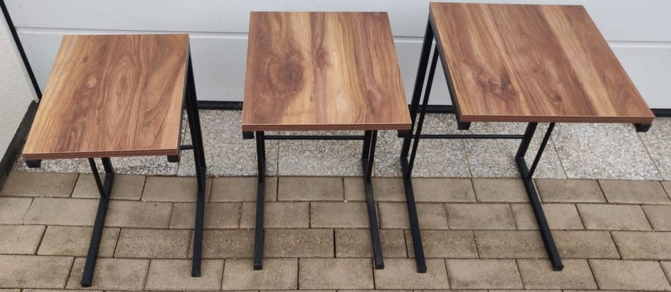 Dreisatz-Tisch (Set aus 3 Tischen) dunkle Kiefer/Anthrazit in Northeim