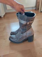 Graue Lederstiefel mit Absatz Gr 37 Baden-Württemberg - Waldbronn Vorschau