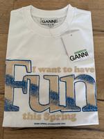 T-Shirt von Ganni weiß blau Gr. XS / S - Neu mit Etikett Frankfurt am Main - Frankfurter Berg Vorschau