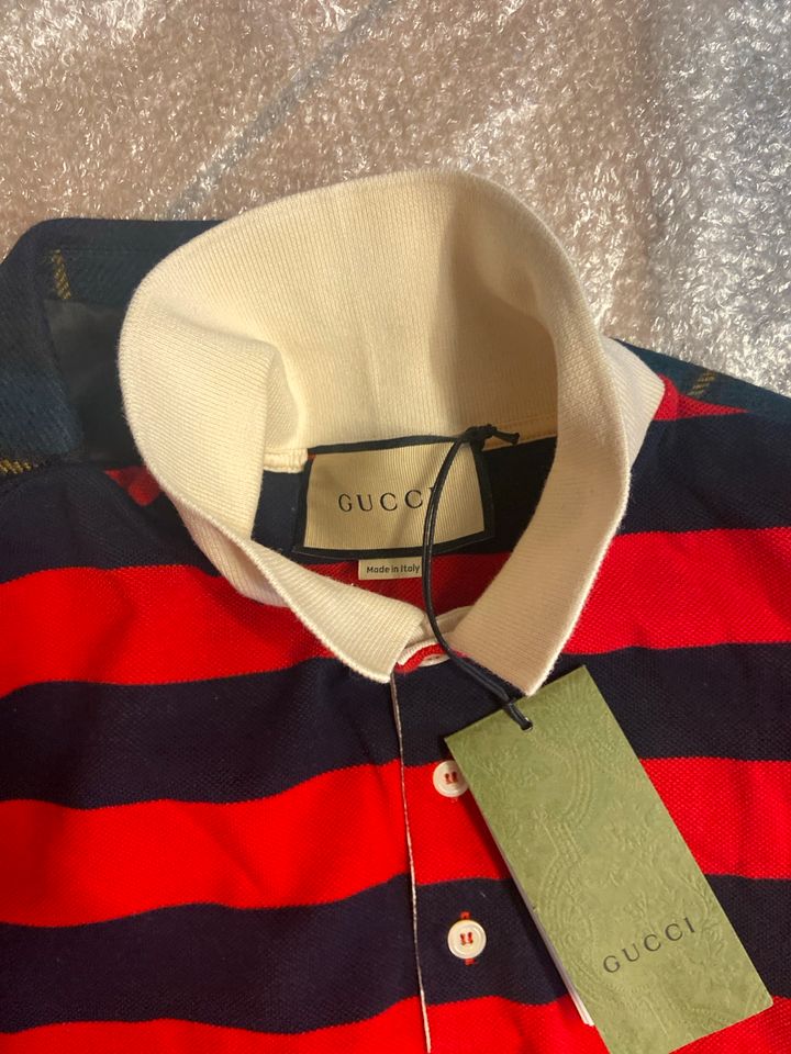 Gucci Polo Herren Neu, XXL,Blau/Rot/Beige in Velbert