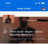 Travis Scott Stehplatz Ticket (Frankfurt) Hessen - Bad Nauheim Vorschau