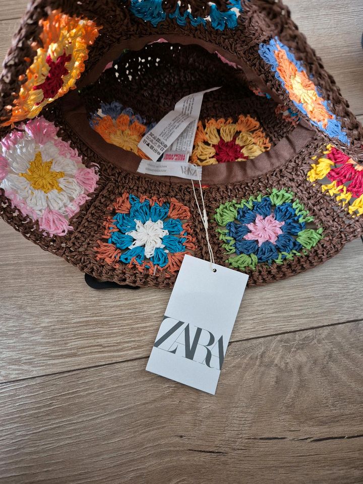 Zara Strohhut mit Blumen braun Gr. 50 cm Neu in Troisdorf