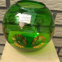 Grüne Kugelglas vase mit goldene muster 70er Nordrhein-Westfalen - Gronau (Westfalen) Vorschau