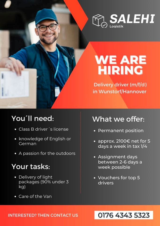 Delivery job for amazon (m/f/d) in Wunstorf (up to 3400€) in Wunstorf