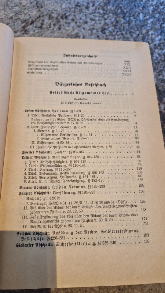 Bürgerliches Gesetzbuch von 1952 BGB alt 10. Auflage in Rommersheim