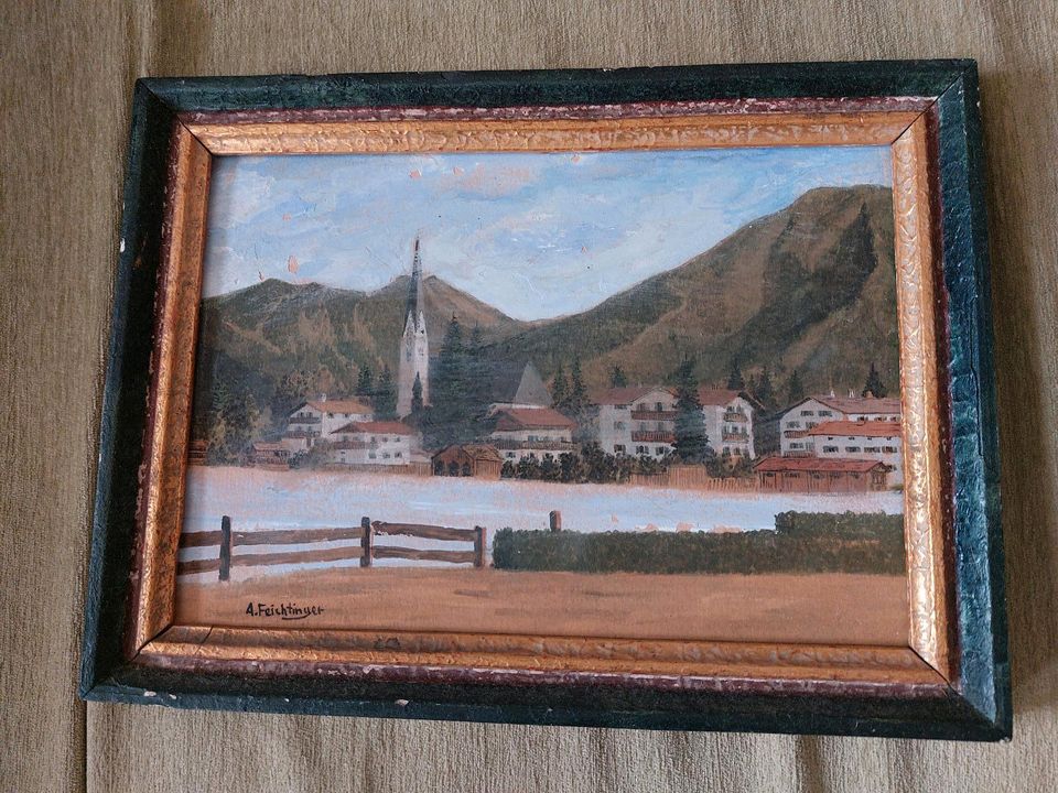 Kleines Kreidebild um 1900      der Malerwinkel am Tegernsee in Augsburg