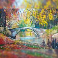 Wandbild Brücke im Herbst Acryl auf Leinwand 100x70 cm Leipzig - Altlindenau Vorschau