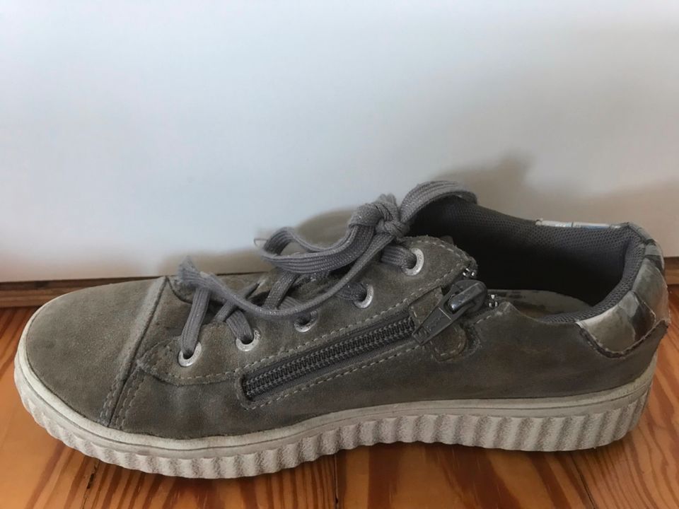 Lurchi Mädchen Leder Schuhe Sneaker Halbschuhe low grau Größe 35 in Altlußheim