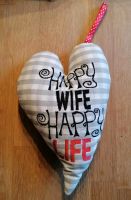 Herz bestickt Happy Wife Happy Life Zwergenschön Bayern - Eichenbühl Vorschau