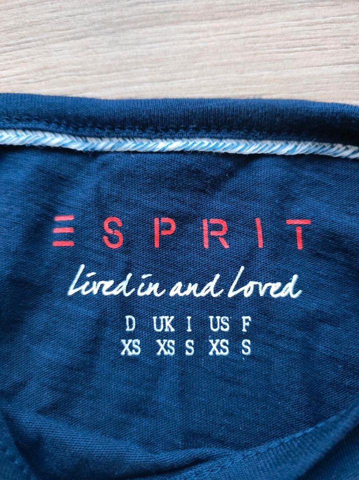 Esprit Shirt Gr. XS 34 Oberteil blau dreiviertel Arm in Augsburg