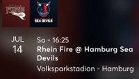 Karte - Hamburg Sea Devils im Volksparkstadion 1. Reihe Wandsbek - Hamburg Tonndorf Vorschau