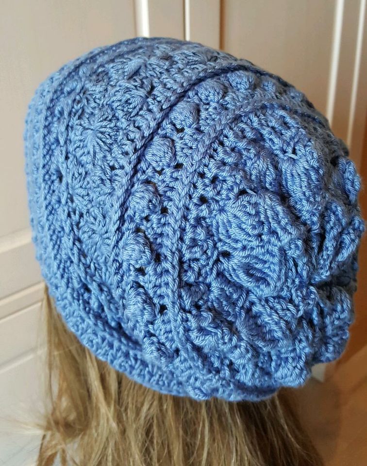 Mädchen Beanie Ftühlingsmütze, Longbeanie Gr.56-57 blau in Much