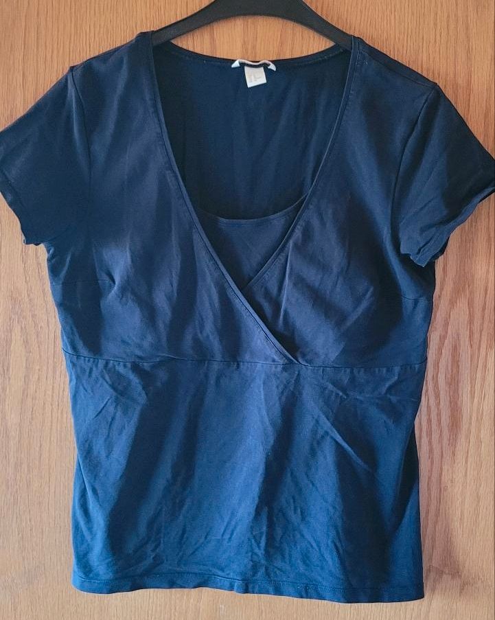 H&M Mama Umstandsshirt Stillshirt Gr. XL dunkelblau in Lich