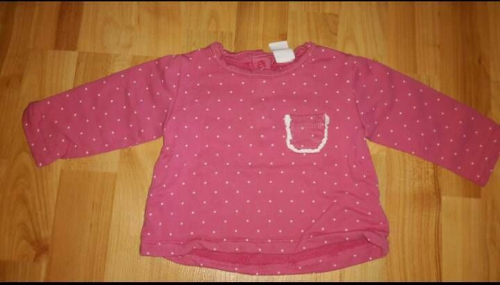 Pink-Weiß gepunktet dicker "H&M" Pullover Langarmshirt in 68 in Karbach Unterfr.